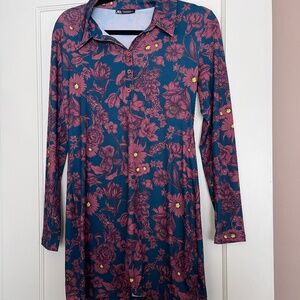 Zara Dress Teal and Burgundy